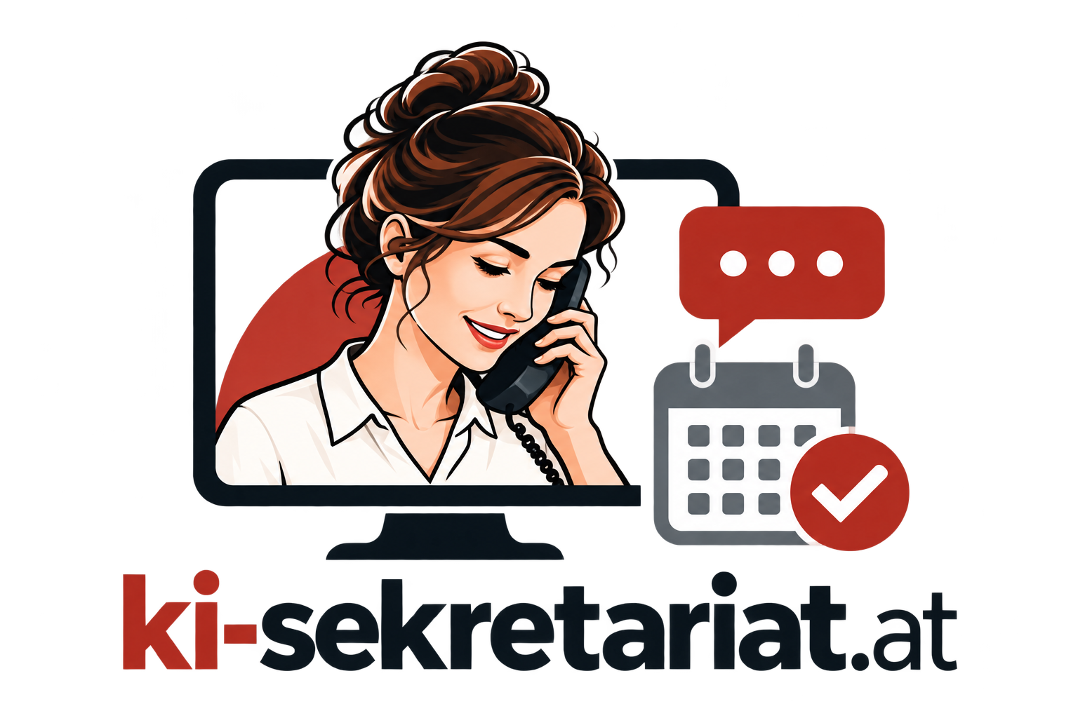 KI-Sekretariat: Assistentin am Telefon mit Kalender